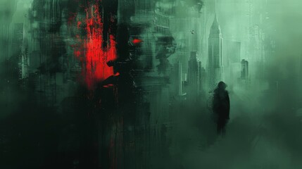 Eerie abstract background infused with elements of detective intrigue and horror, offering a visually captivating experience for your creative projects.