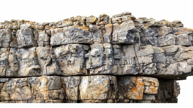 There is a clipping path applied to the rock cliff on a white background.