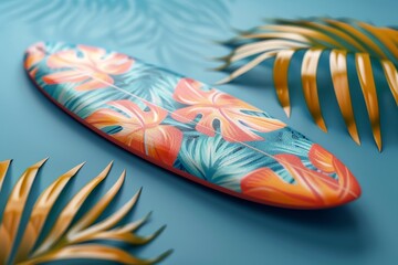 Miniature 3D surfboard vivid pattern