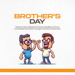 A cheerful illustration of two brothers with glasses, celebrating the bond and playfulness of brotherhood on Brother's Day.