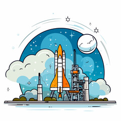 Kennedy Space Center. Kennedy Space Center hand-drawn comic illustration. Vector doodle style cartoon illustration
