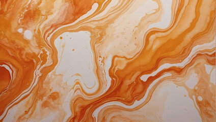 Abstract watercolor paint background in shades of tangerine and apricot with liquid fluid texture for background, banner.