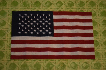 American Flag with Green Background
