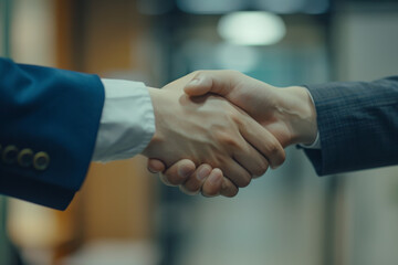 Professional Business Handshake in Modern Office Setting