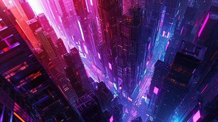 Fototapeta na wymiar Neon-infused abstract cityscape with a surreal vibe, Surreal neon-lit abstract cityscape creating a mesmerizing atmosphere.