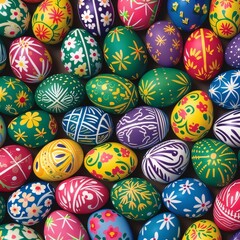 Fototapeta na wymiar Colorful easter eggs as a background, closeup of photo