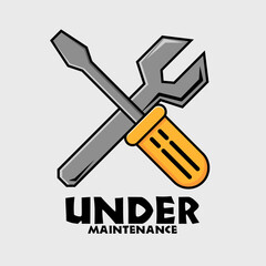 Under maintenance icon logo premium vector with soft color background