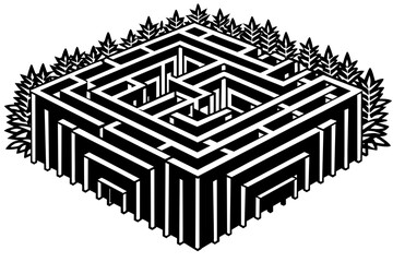 a-maze-of-green-bushes--sheared-vector-illustration