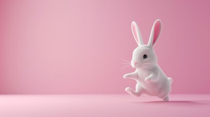 Fototapeta premium Cute 3D bunny hopping soft texture