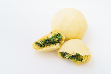 Northeastern special vegetable stuffed pastry on white background