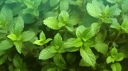 Common Mint Growing in Garden