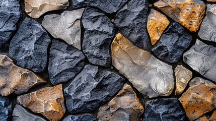 Abstract background paving consisting of irregular stones of two colors in top view