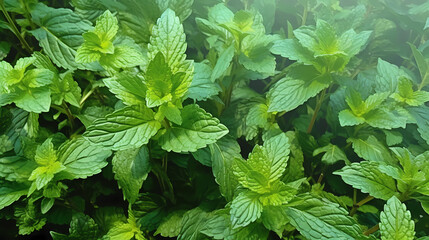 Common Mint Growing in Garden