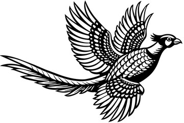 Obraz premium pheasant-flies--vector-illustration