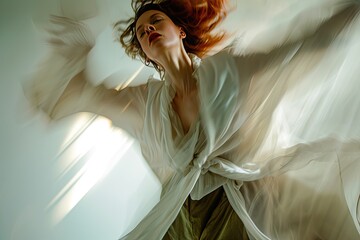 Runway-inspired fashion photo capturing the energy and movement of a model, Dynamic fashion shot...