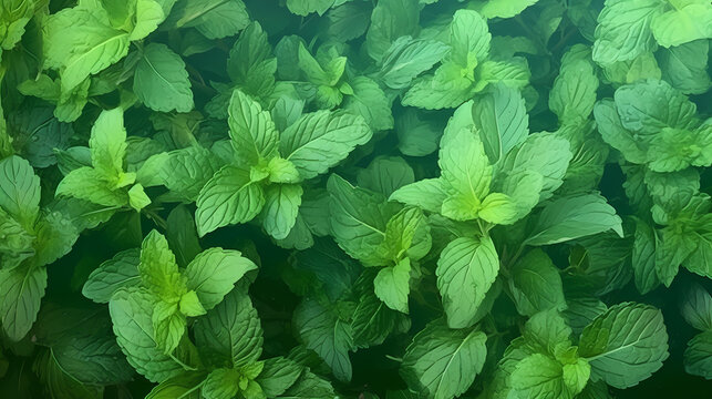 Common Mint Growing in Garden