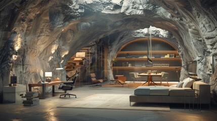 Underground workplace refers to the covert settings where tasks or employment take place beneath ground level