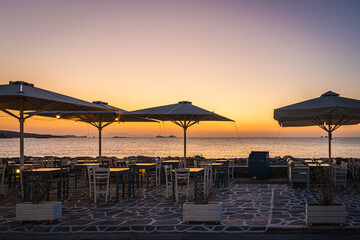 Sunset in Paros island beach in Greece.