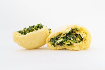 Northeastern special vegetable stuffed pastry on white background