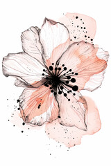 Vector hand drawn watercolor floral flower