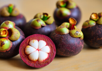 Close up Mangosteens on table - 774066741