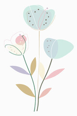 Vector hand drawn watercolor floral flower