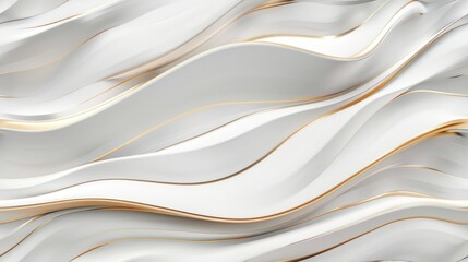 Seamless Wavy White and Gold Abstract Pattern Background