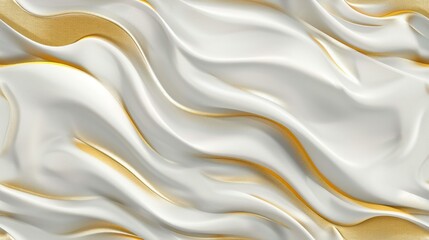 Obraz premium Seamless Wavy White and Gold Abstract Pattern Background