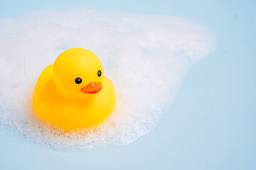 Rubber duck covered in soap