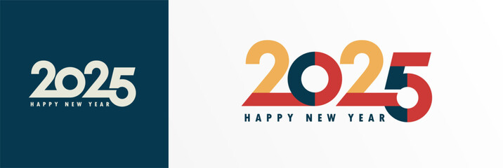 2025 happy new year typography logo design concept. Happy New Year 2025, business template for banners, greeting cards or calendar cover. Vector illustration