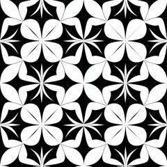 Fototapeta premium Seamless Black and White Pattern with Simple Shapes