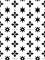 Seamless Black and White Pattern with Simple Shapes