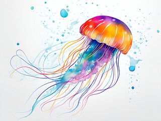 Obraz premium Colorful jellyfish illustration painting pattern wallpaper