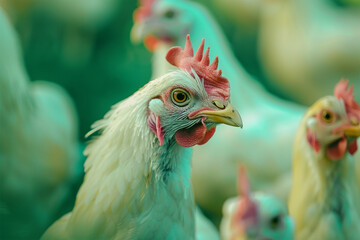 Close up photo of white chickens