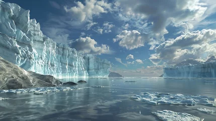 Foto op Canvas Melting glaciers: A glacier receding and melting due to rising temperatures © Volodymyr Shcerbak