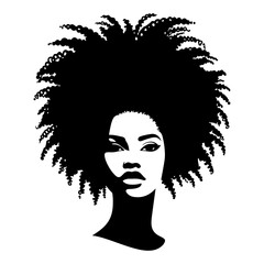 a african woman face vector silhouette hair style, vector black color silhouette, white background 4
