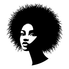 a african woman face vector silhouette hair style, vector black color silhouette, white background 12