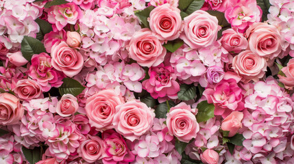 Pink Blossoms and Roses Floral Backdrop for Spring