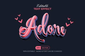 Adore Pink Text Effect 3D Style. Editable Text Effect.