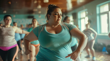 Fototapeta na wymiar Overweight women are engaged in dancing.