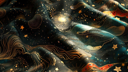 Starry night sky fabric with cosmic patterns, ideal for dreamy creations