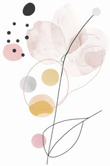 Vector hand drawn watercolor abstract flowers