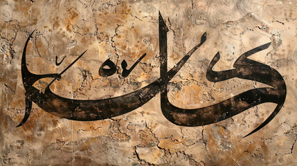 Arabic calligraphy: A stylized script used to write texts in the Arabic language
