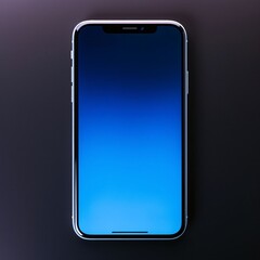 Smartphone with blue screen isolated on black background. 3d render