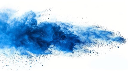 An explosion of blue powder isolated on a white background