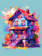 drawing abstract house background