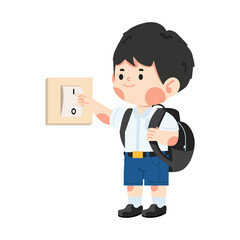 Student Turning Off Light Using Switch