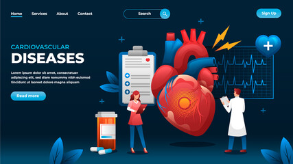 Gradient cardiovascular disease landing page template