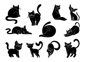 Cat silhouettes set in hand drawn design