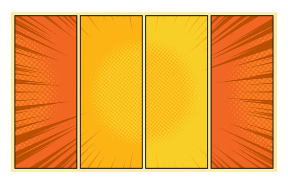 Colorful comic panel background with halftone effect